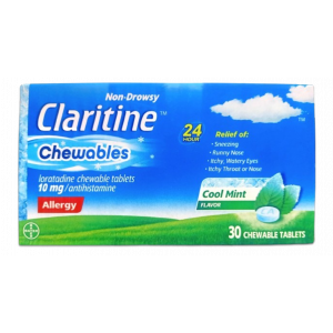 CLARITINE CHEWABLES 10 MG ( LORATADINE ) NON-DROWSY COOL MINT FLAVOR 30 CHEWABLE TABLETS